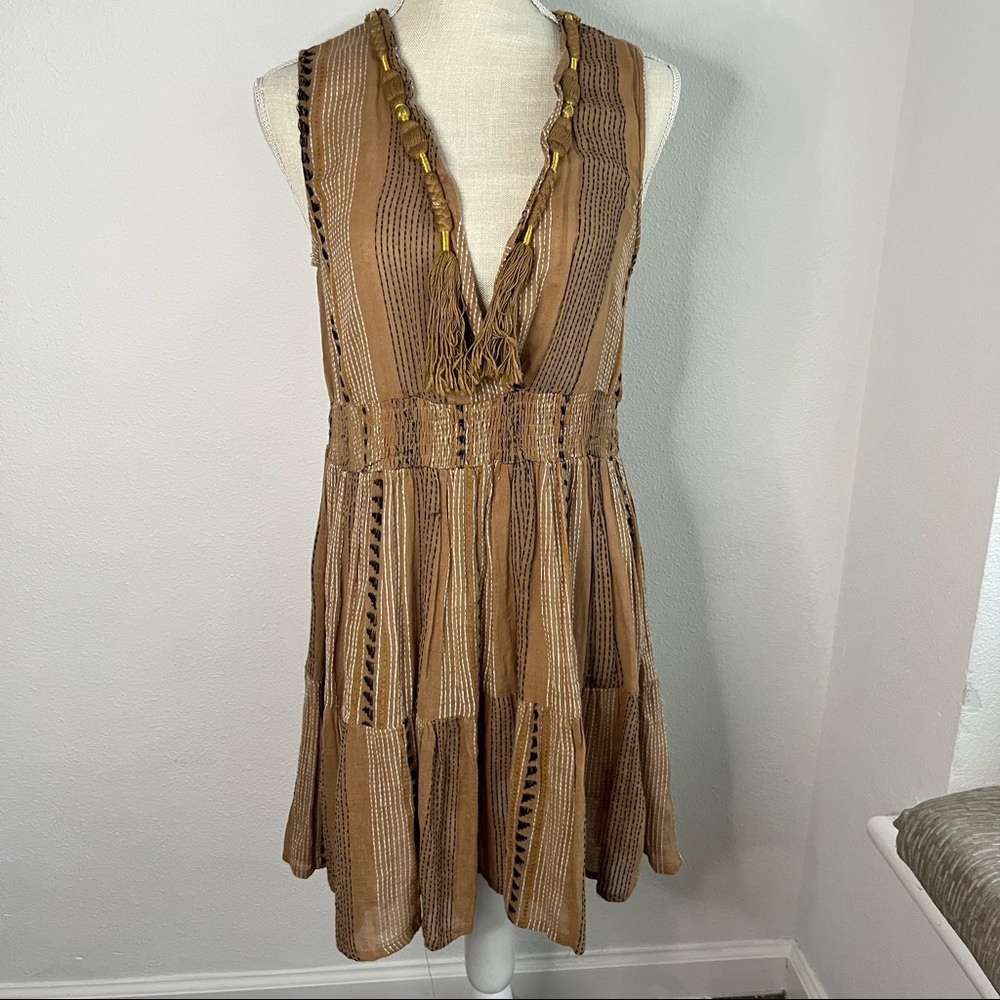 Chloe Laetitia Tasseled Neckline Dress with Cinched Waist